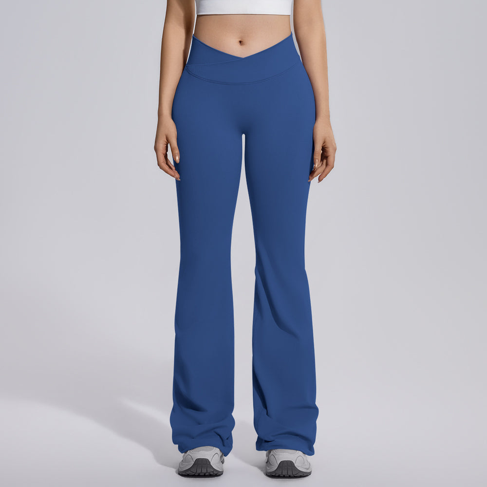 fully matte nylon cross high waist peach hip flared pants seamless quick-drying yoga fitness wide-leg pants for women