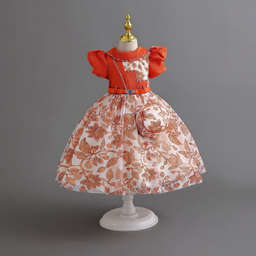 wholesale of ready-to-ship children's formal dresses, chiffon princess dresses with matching bags, girls' dresses