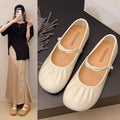 2025 summer new arrival: versatile mary jane flat sandals - closed-toe, ruched, fashionable french-style moccasin loafers for women