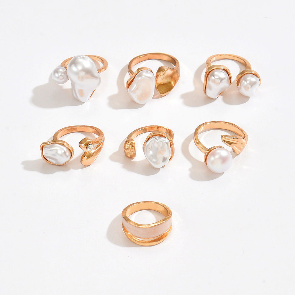 Wholesale faux pearl ring sets - european & american style, vintage baroque, stackable, unique design, knuckle rings