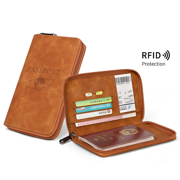 Cross-border 2024 new RFID anti-magnetic passport clip zipper short travel passport bag multi-functional storage ID bag
