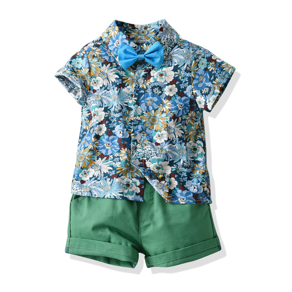 summer new printing shirt overallssuitdressfashion brother and sister wear export wholesale for boys and girls