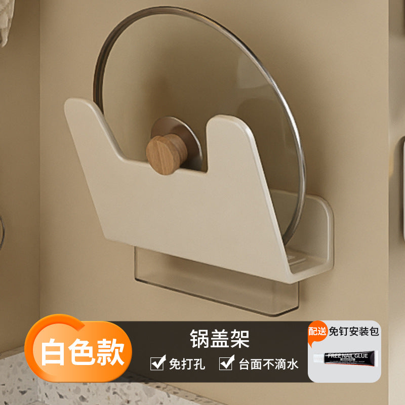 White Kitchen Shelf No Punching Wall Mounted Knife Holder Household Products Daquan Multifunctional Seasoning Storage Shelf