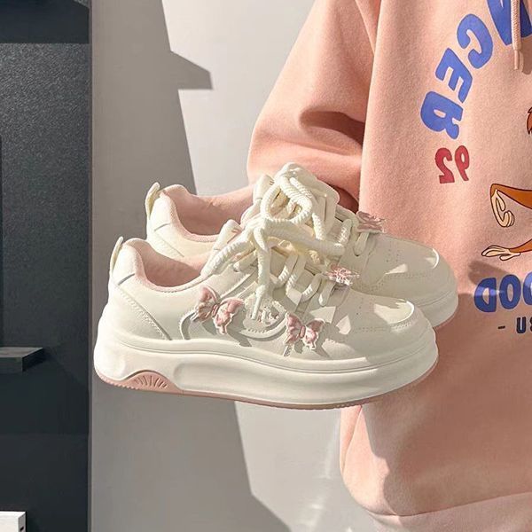 Girls' sneakers:  spring/autumn new collection - soft-soled white shoes for kids, lightweight athletic shoes for mid-to-large children, trendy running shoes