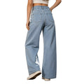 European and american style women's high-waisted wide-leg jeans - beaded, washed, loose-fit, and drapey denim pants for cross-border e-commerce