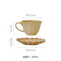 Vintage gilt ceramic embossed cup and saucer set - unique, high-style milk, coffee, afternoon tea, and water cups