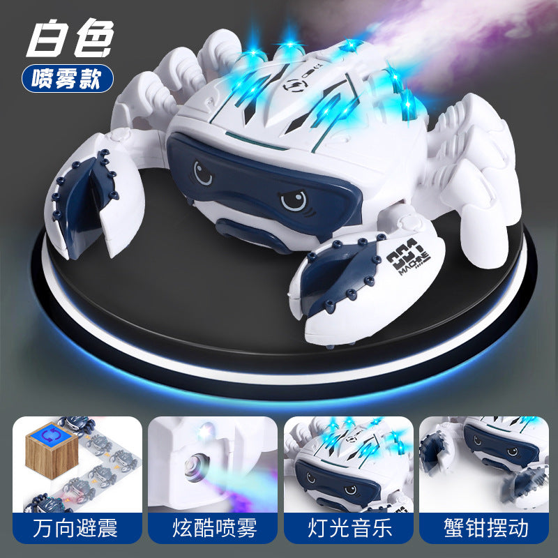 New electric universal wheel mechanical crab with lights, spray function, realistic crawling crab animal, children's electric toy