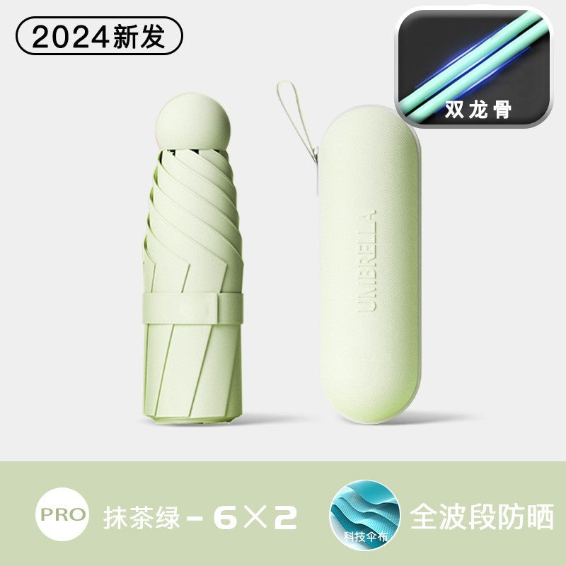 Capsule sun umbrella women's sunscreen shade umbrella dual-purpose mini 50% off foldable ultra-light compact portable wholesale customization