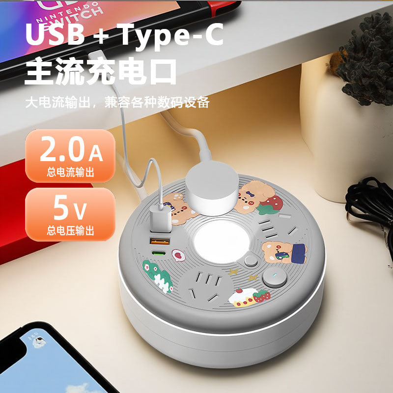 Retractable storage socket with cord, multi-function usb power strip, multi-outlet power strip, electrical plug extension cord