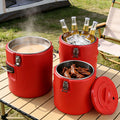 Red stainless steel thermal insulation bucket, special large-capacity commercial canteen thermal insulation bucket, stew pot, ice powder special bucket for stalls