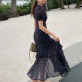 women's summer new arrivals:  cross-border fashion - elegant printed v-neck dress with ruffle trim