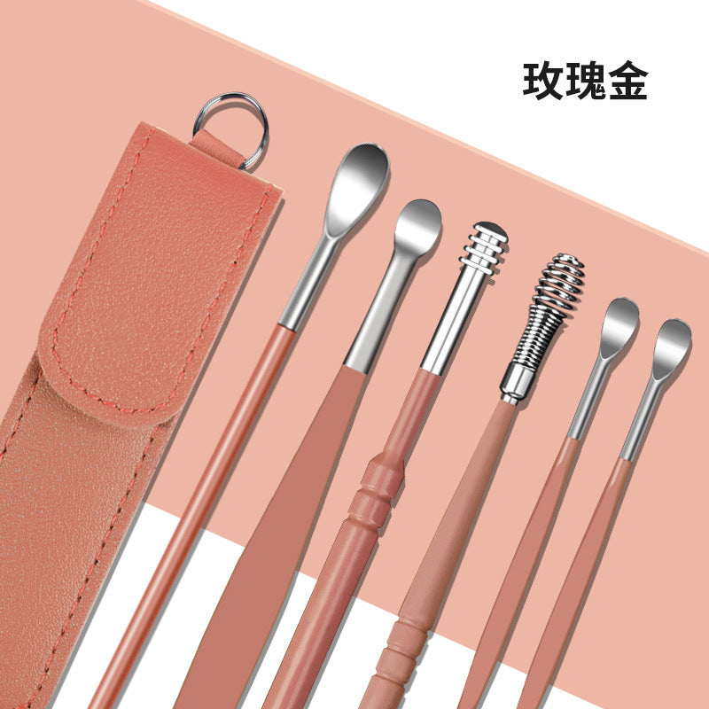 6-piece stainless steel earwax removal kit - double-ended, portable ear picks for kids, ear cleaning tools - in stock