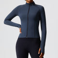 New stand collar fitness topslong sleeves sports outwear slimming look running yoga clothes zipper tight fitness clothes for women