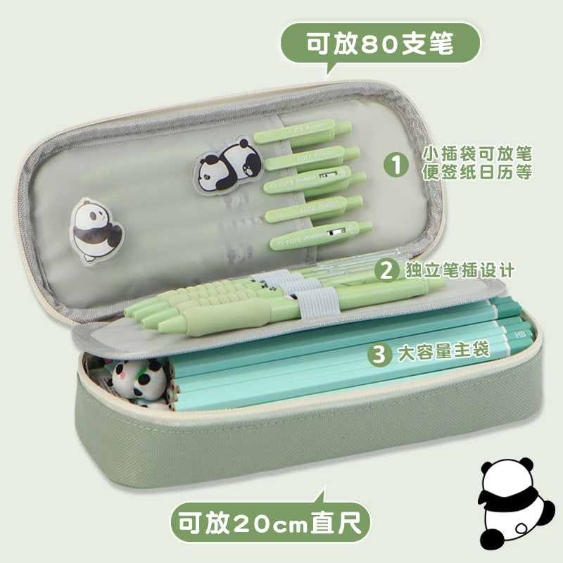 Pencil bag ins wind niche large capacity high value cute pencil case stationery box student canvas  stationery bag