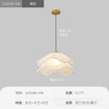 Creamy double-layer ruffle fabric french-style chandelier - gentle pleated petal single head pendant light for dining room table and bedroom