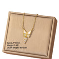 【titanium steel】fashionable and versatile full diamond copper inlaid zircon butterfly necklace - women's high-end, unique, and exquisite clavicle chain jewelry