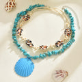 Wholesale seashell pendants - new cross-border beach starfish necklace for women - fresh, colorful crushed stone summer ocean choker