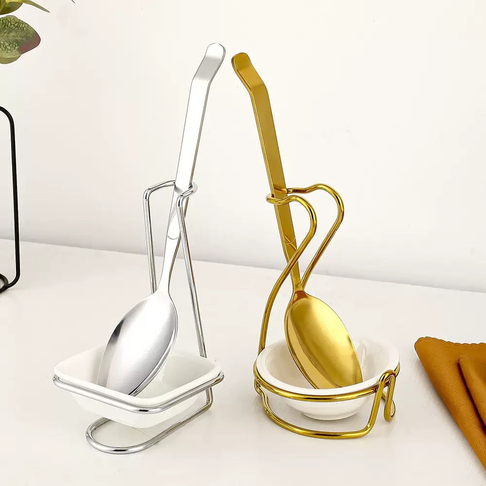 Thickened stainless steel buffet spoon rest - commercial grade support for hotels & restaurants - ready to ship wholesale