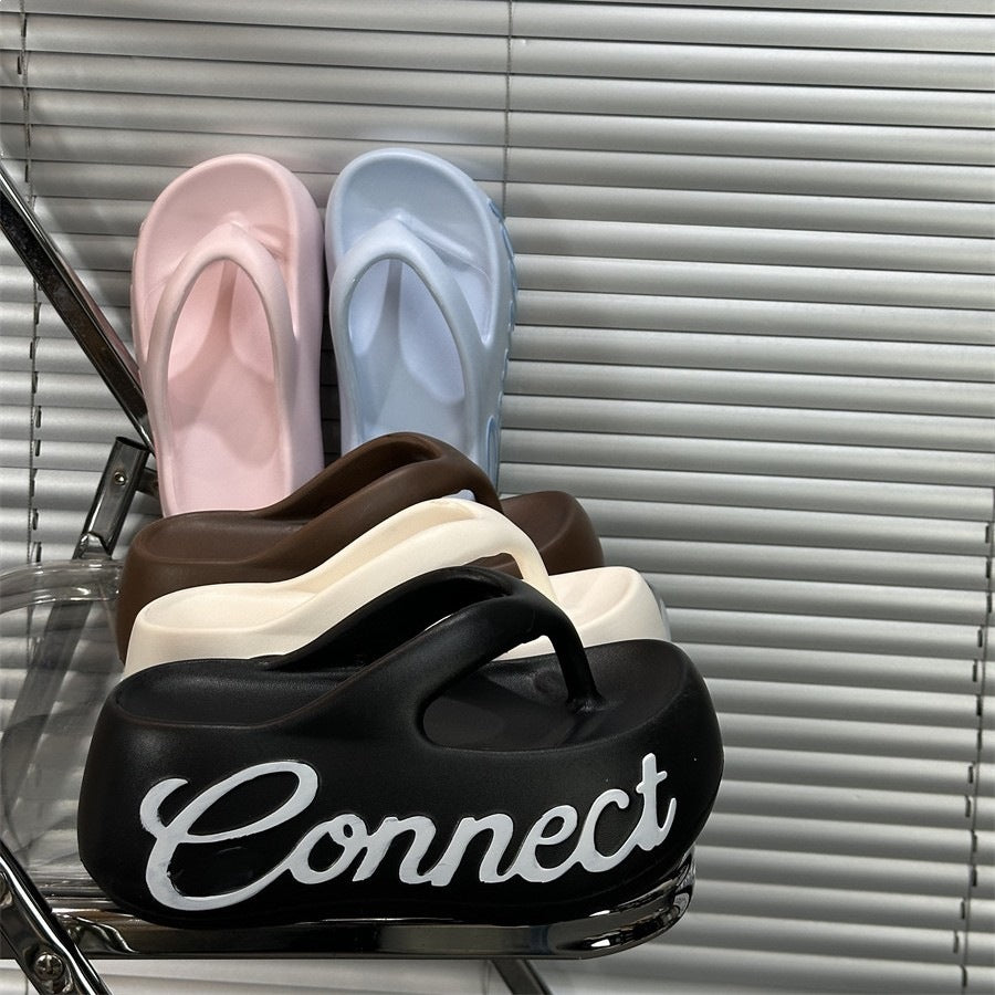8cm popular platform flip-flops for women, new 2026 summer collection, stylish outdoor sandals
