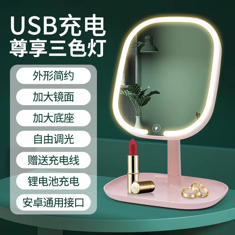 Led makeup mirror with lights - perfect for dorm rooms! adjustable fill light, portable folding vanity mirror, rechargeable