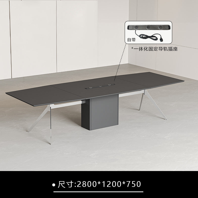 Conference table - minimalist modern office desk, conference room table and chair set, office furniture, large rectangular negotiation and training table