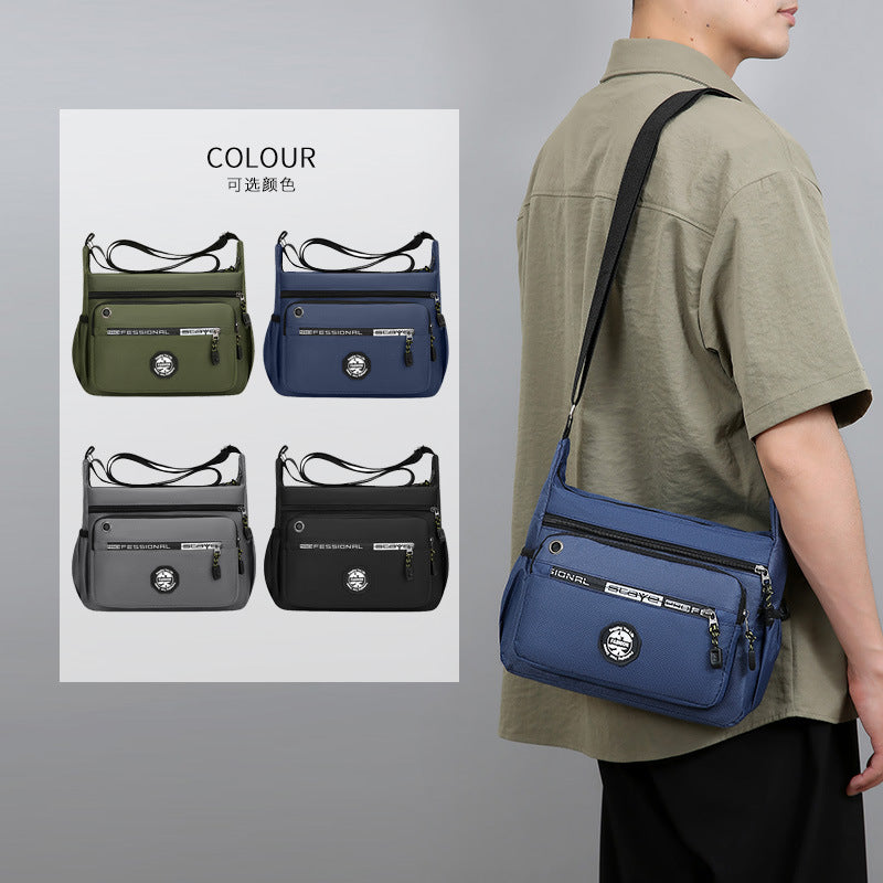 Cross-border multi-layer men's messenger bag 2025 new trend casual shoulder bag large-capacity work commuter storage bag