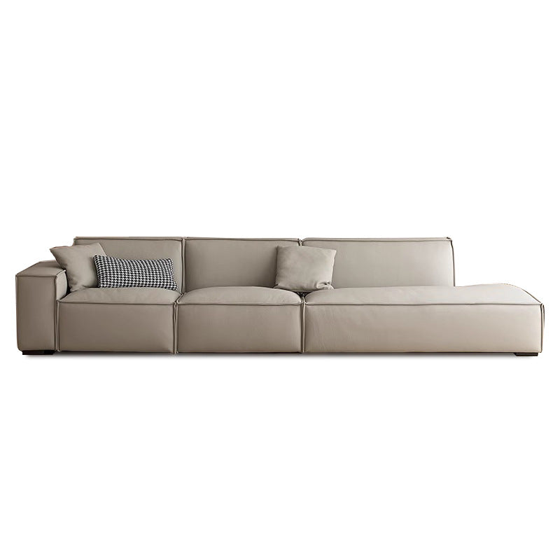 Italian normcore genuine leather sofa modern casual small apartment tofu block sofa living room for home square leather sofa