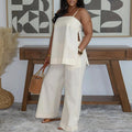 European and american cross-border women's clothing  summer new arrival: african-style plus size elegant slit cami top and pants casual set