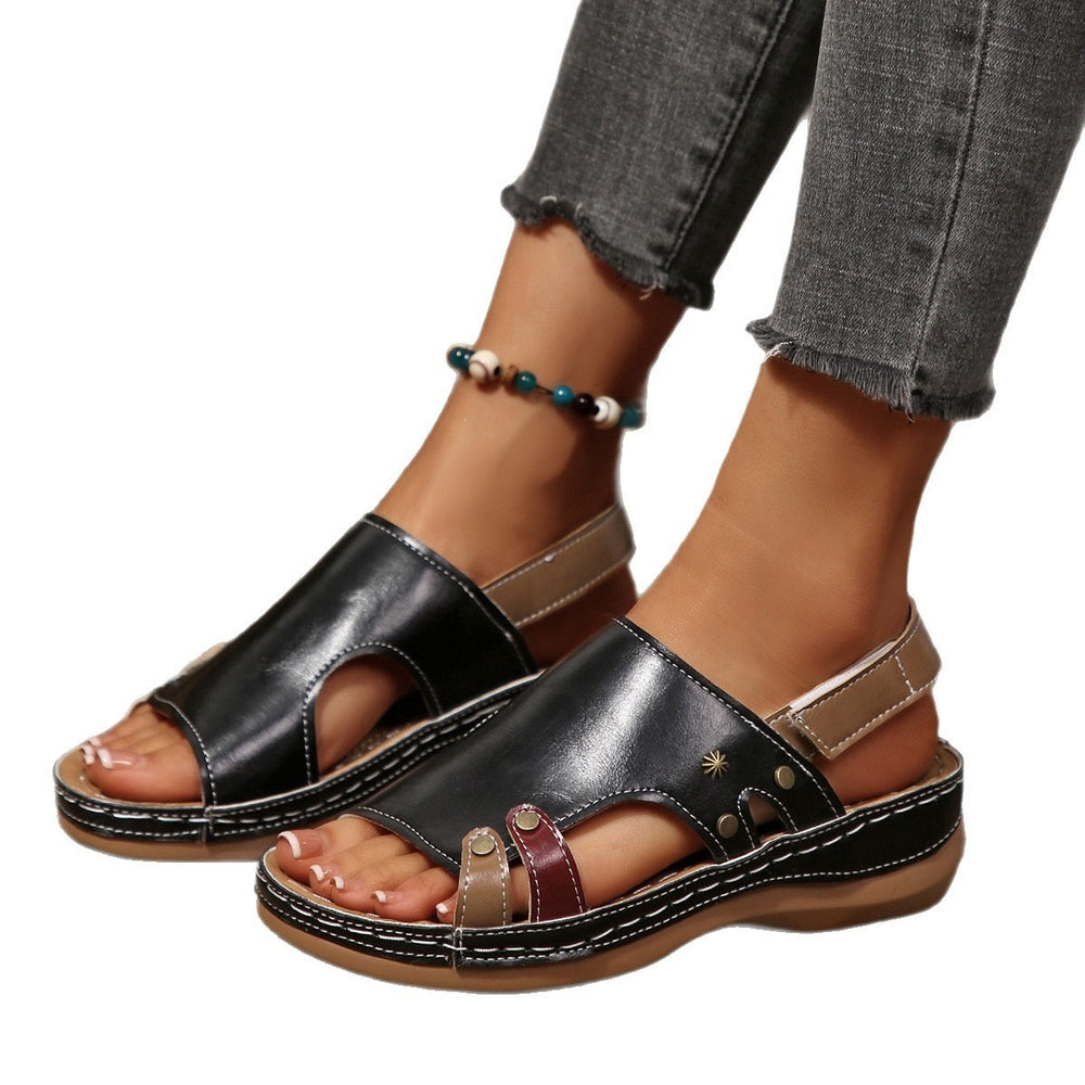 Exportthick solelightweight soft bottom slippers women's plaid button nail outwear plus size cross-border velcro women's sandals wholesale