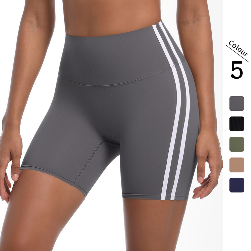 new striped high-waisted peach lift 3/4 leggings - color block breathable sports running yoga shorts for women