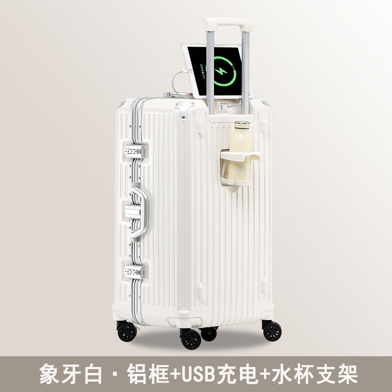 Large-capacity suitcase aluminum frame 26-inch anti-drop high-value trolley case, suitcase password, bag, leather case five wheels