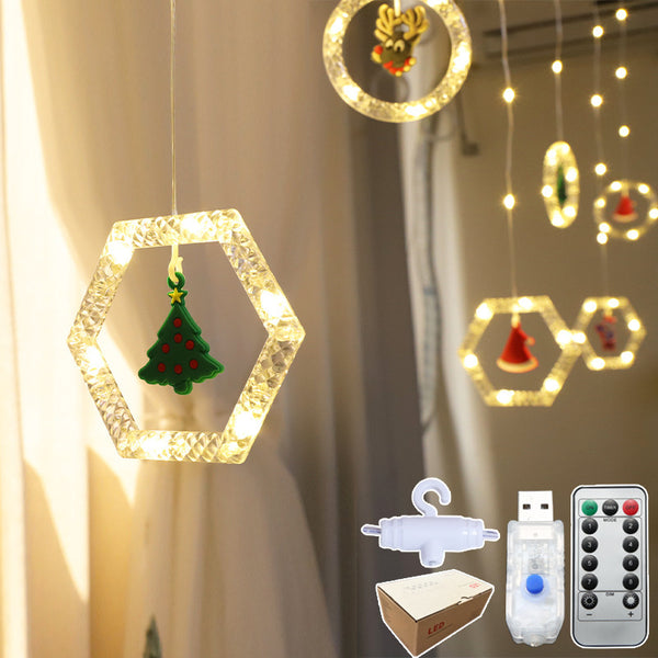 New led three-dimensional curtain light string bedroom background light usb remote control copper wire night light christmas decorative light string