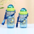 Cartoon kids water bottle with strap, plastic cup, straw cup, kindergarten water bottle, leak-proof, children's gift