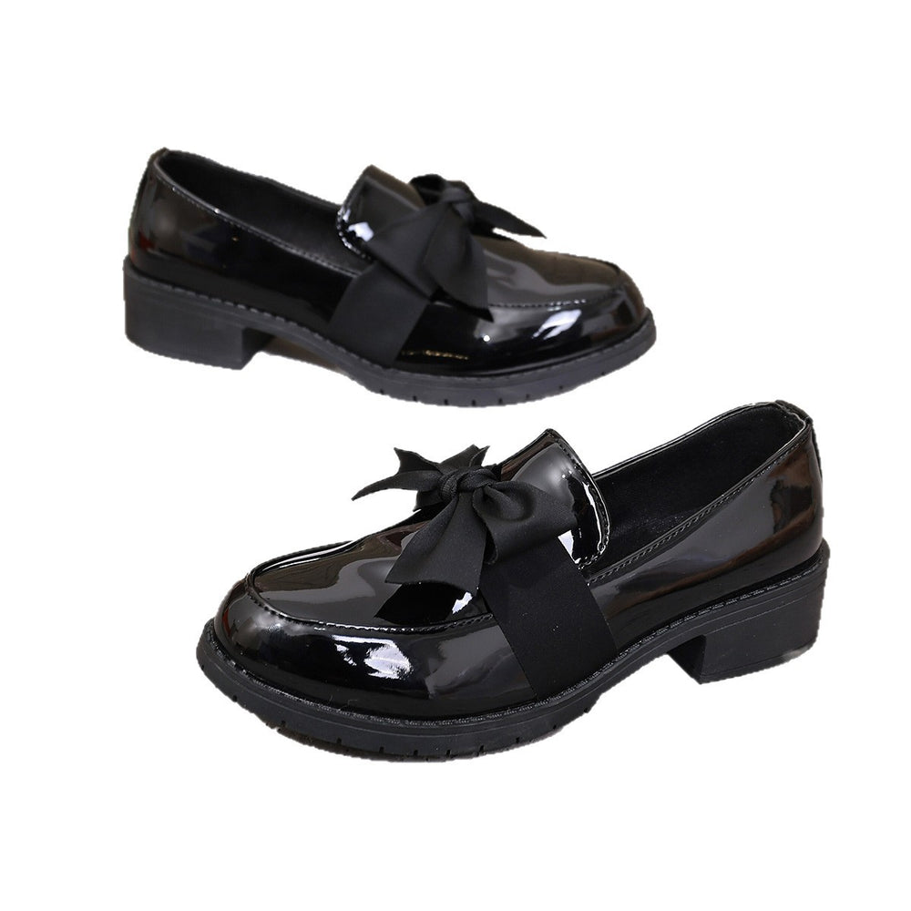 Export cross-border large size small leather shoes  new bow shoes slip-on loafers   dropshipping
