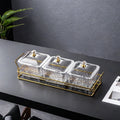 [with lid] transparent 3-compartment fruit plate + iron frame, thickened plastic