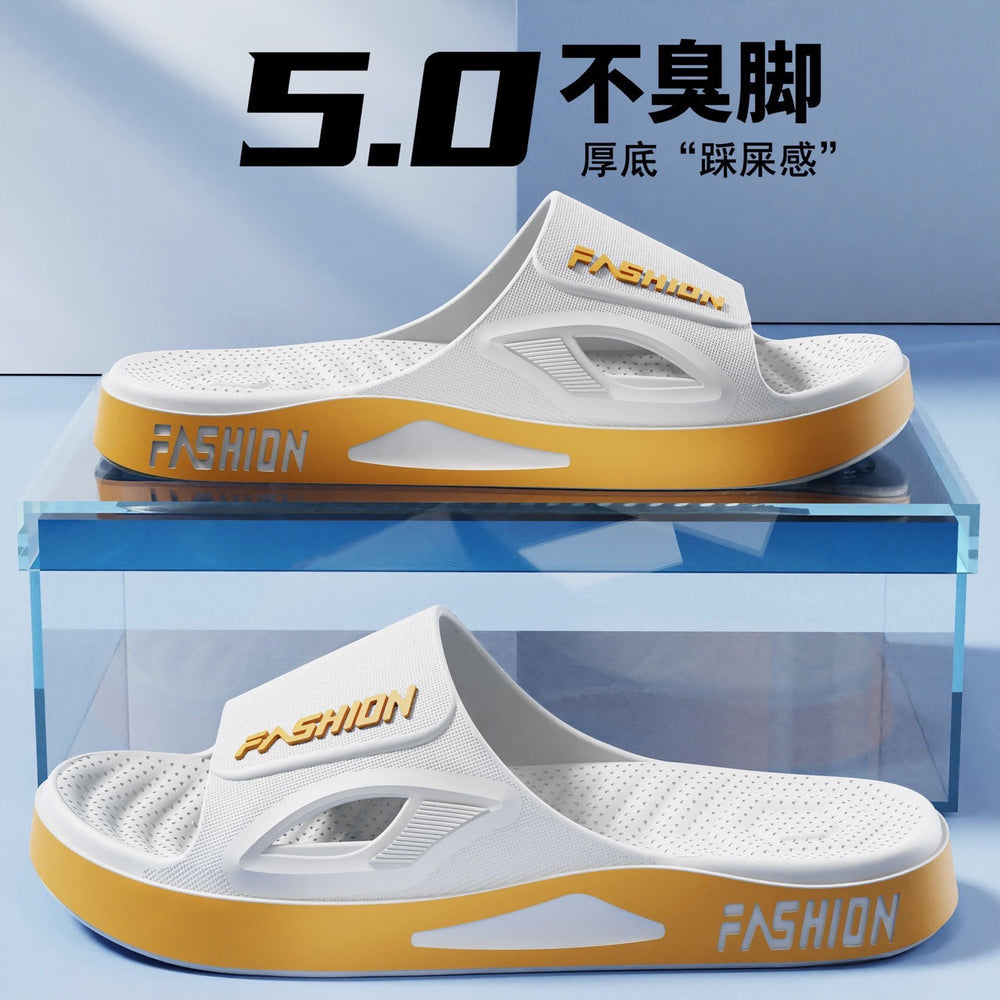 Men's summer sports slippers: new trendy outdoor beach, home, and bath thick-soled one-strap sandals