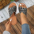 Exportplus size beach slippers for women  summer new arrival toe leopard print outwear soft bottom women's sandals slippers
