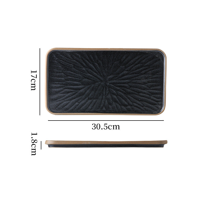 Japanese-style ceramic creative retro rectangular flat plate fish plate restaurant home hotel unique serving plate dessert plate square plate