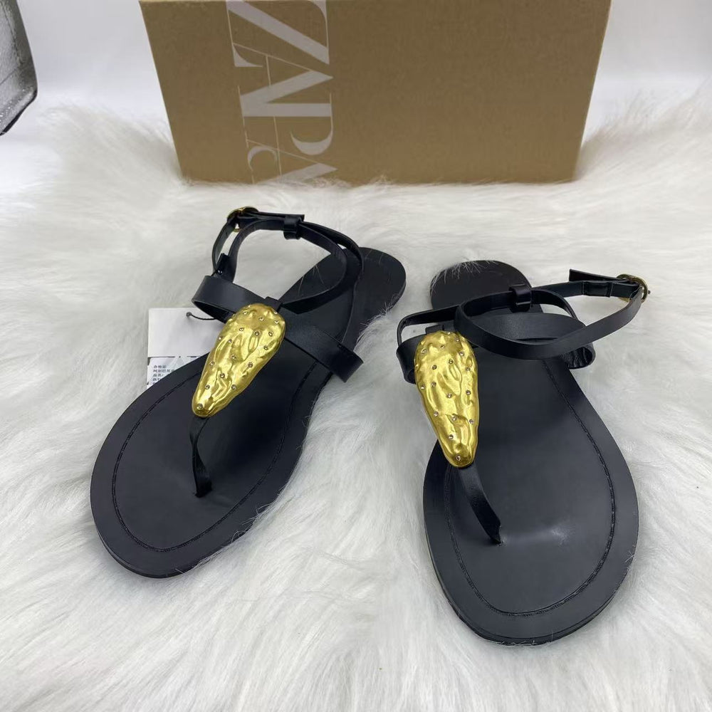 2025 new european and american summer fashion flip-flops women's flat casual roman sandals