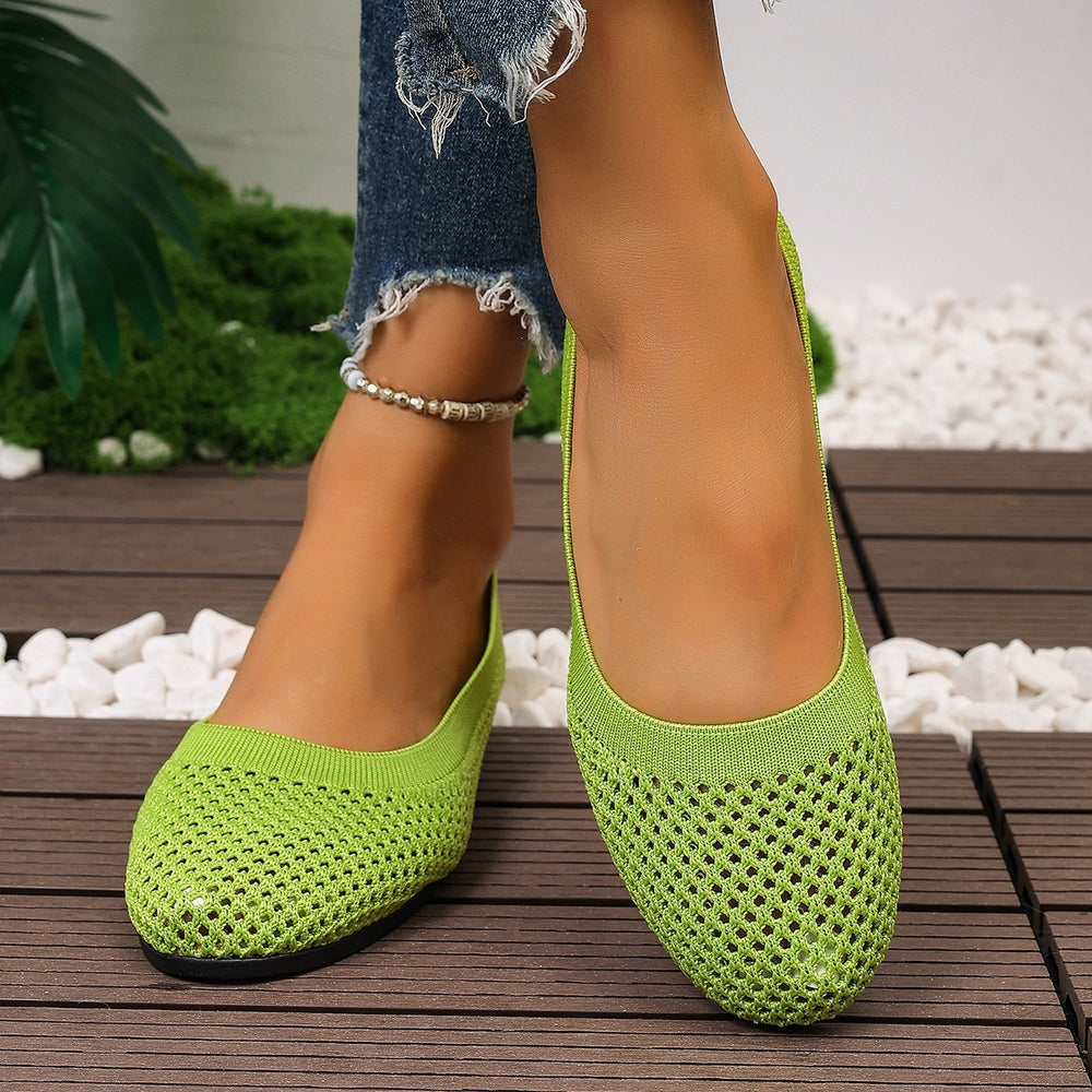 Amazon  spring/summer new arrivals: european and american style plus size round toe flat knit loafers - wholesale