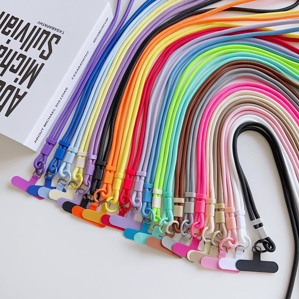 Adjustable buckle pure color mobile phone lanyard cross-body halter dual-purpose nylon rope woven strong and durable anti-lost anti-fall