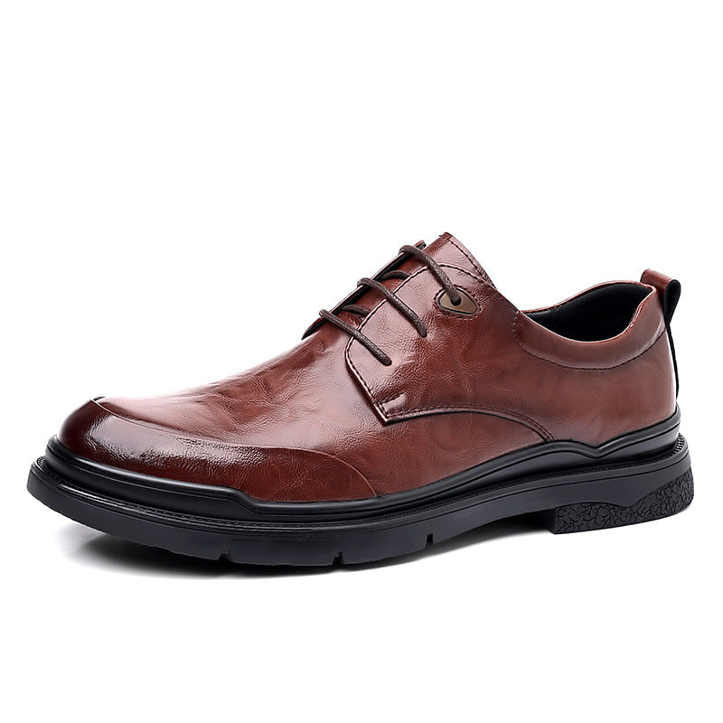 Men's leather dress shoes - british style, live stream, cross-border, black, formal business casual, soft sole, wedding groom, suit shoes