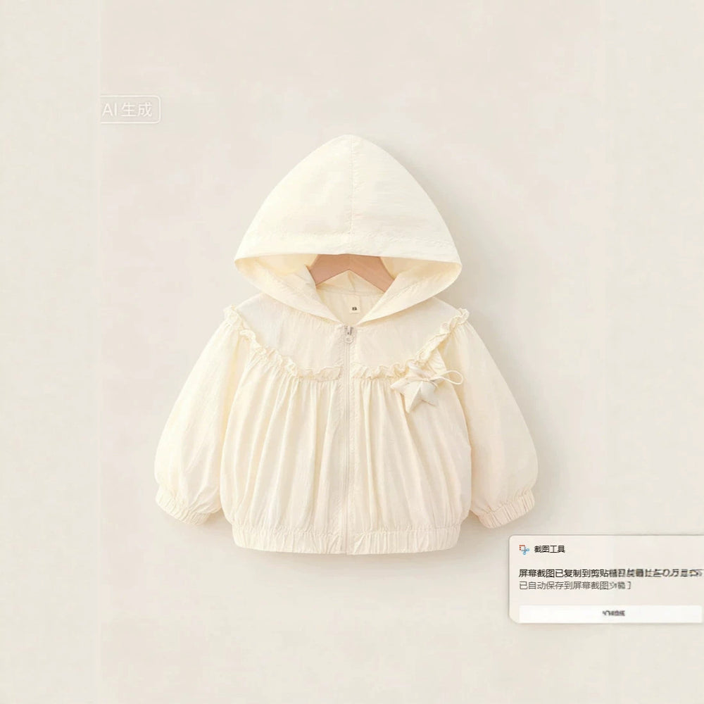 Baby girl summer lightweight outerwear, breathable air conditioning clothes for infants and toddlers, children's casual thin jacket, skin-friendly top