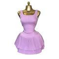 European and american cross-border women's fashion:  summer new collection - square neck sleeveless top & high-waisted pleated skirt casual set