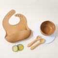 hot-selling silicone tableware suit baby kids bib suction cup bowl fork spoon suit saliva pocket dinner plate suit