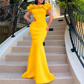 C8519 cross-border  fashion women's summer solid color off-the-shoulder mermaid maxi dress - export evening gown