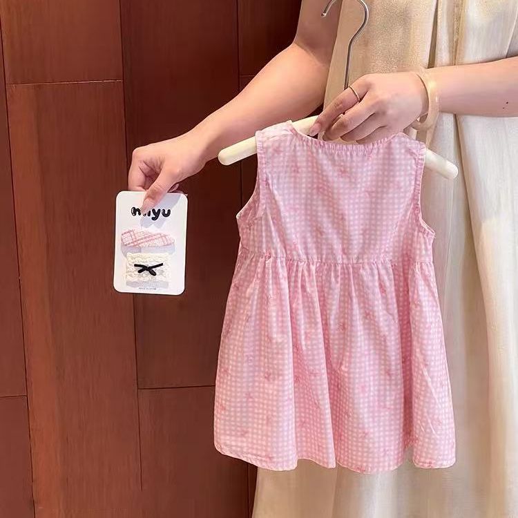 Summer new arrivals: stylish and trendy cartoon tank dress for baby girls - casual summer outfit