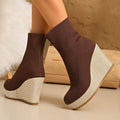 Plus size women's wedge heel boots: new autumn/winter collection - versatile, comfortable, stylish, retro, high-top, slim-fit, and stretchy
