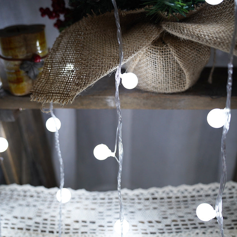 Cross-border led round ball lights camping small white ball lights string wedding festival decorative lights Christmas string lights flashing lights