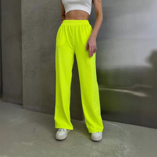 Casual European and American new solid color loose and thin drape wide-leg pants fluorescent street versatile casual pants trousers